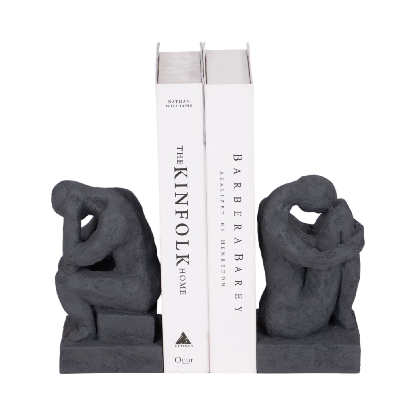 S/2 7" Thinking Man Bookends, Charcoal