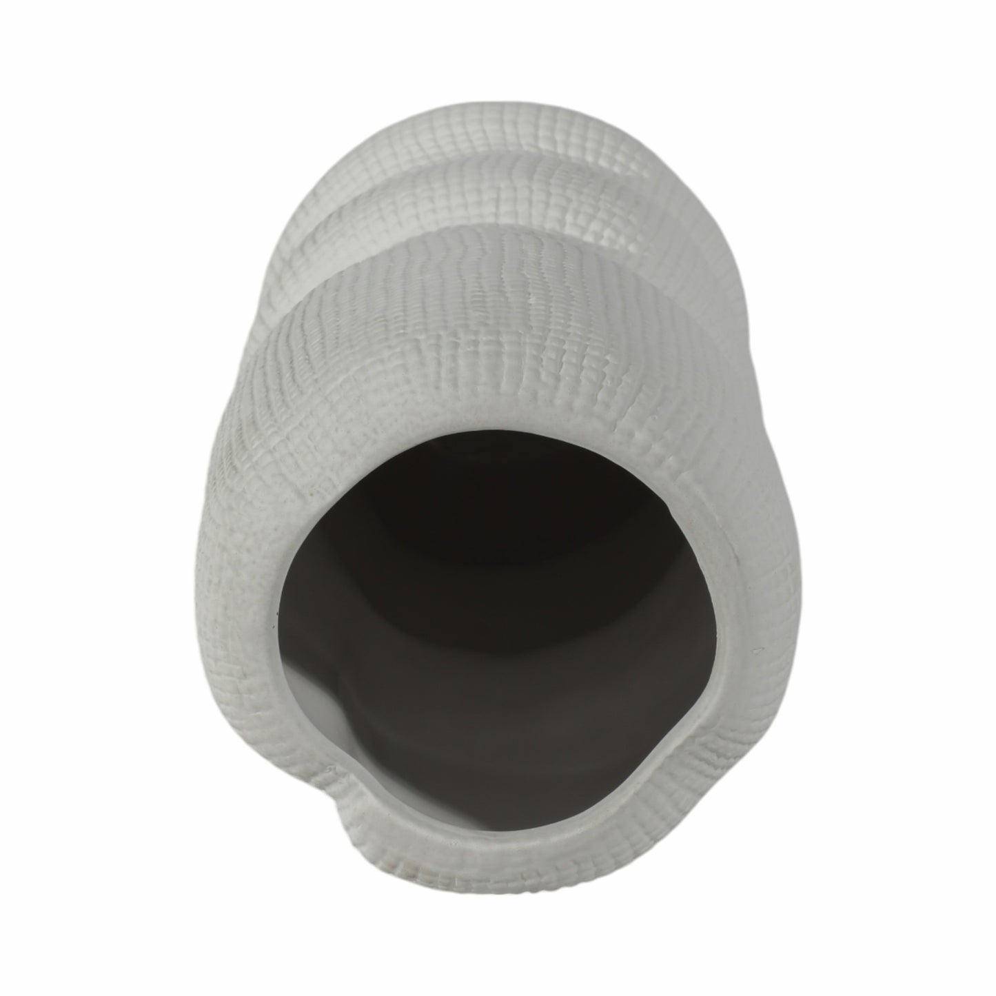 Cer, 12" Waffle Texture Organic Vase, White