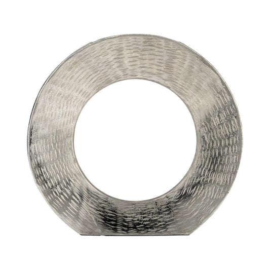 17733-03  METAL,14"H,ROUND OPEN CUT OUT VASE,SILVER( Sagebrook Home  )