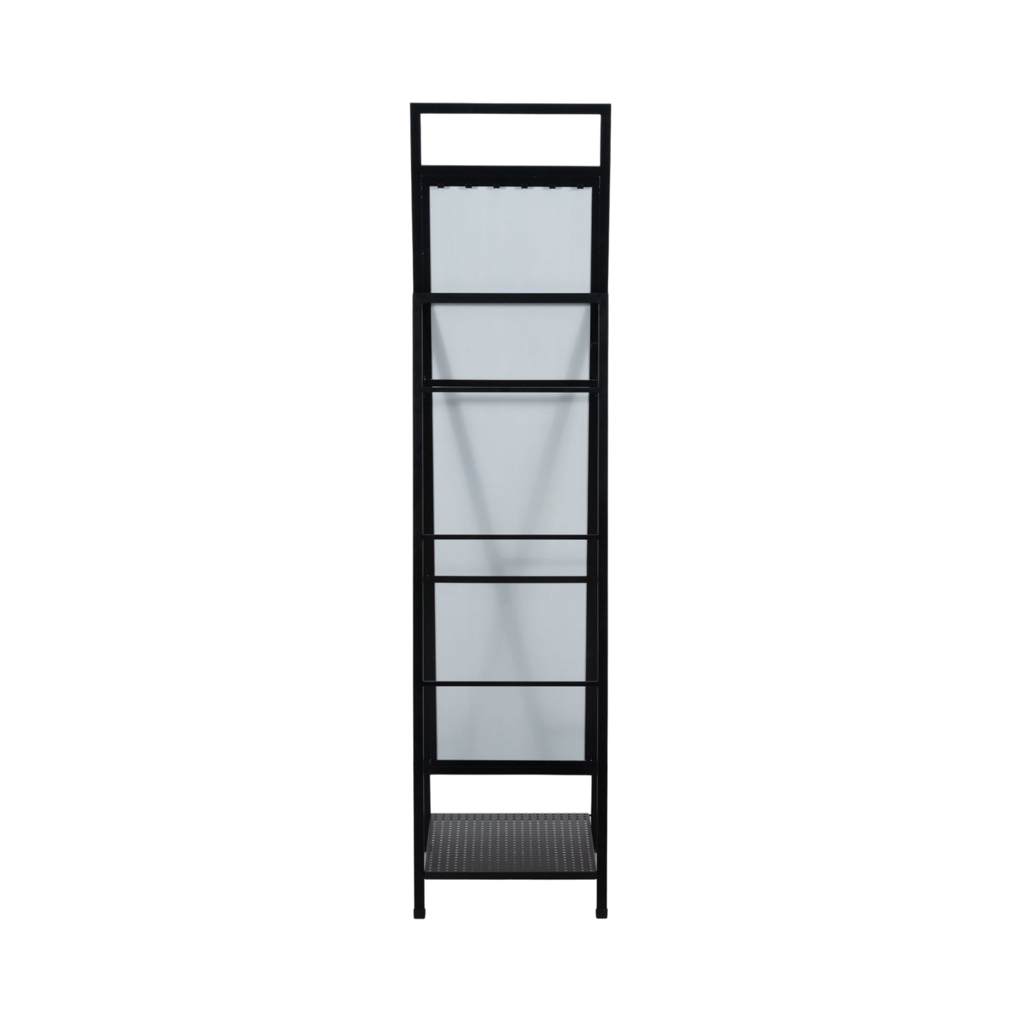 63" Standing Mirror W/ Hooks, Black