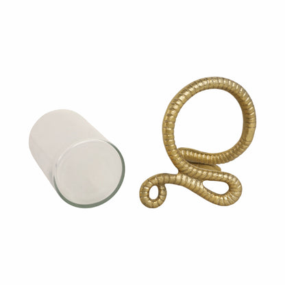 9" Snake Around Pillar Holder, Gold