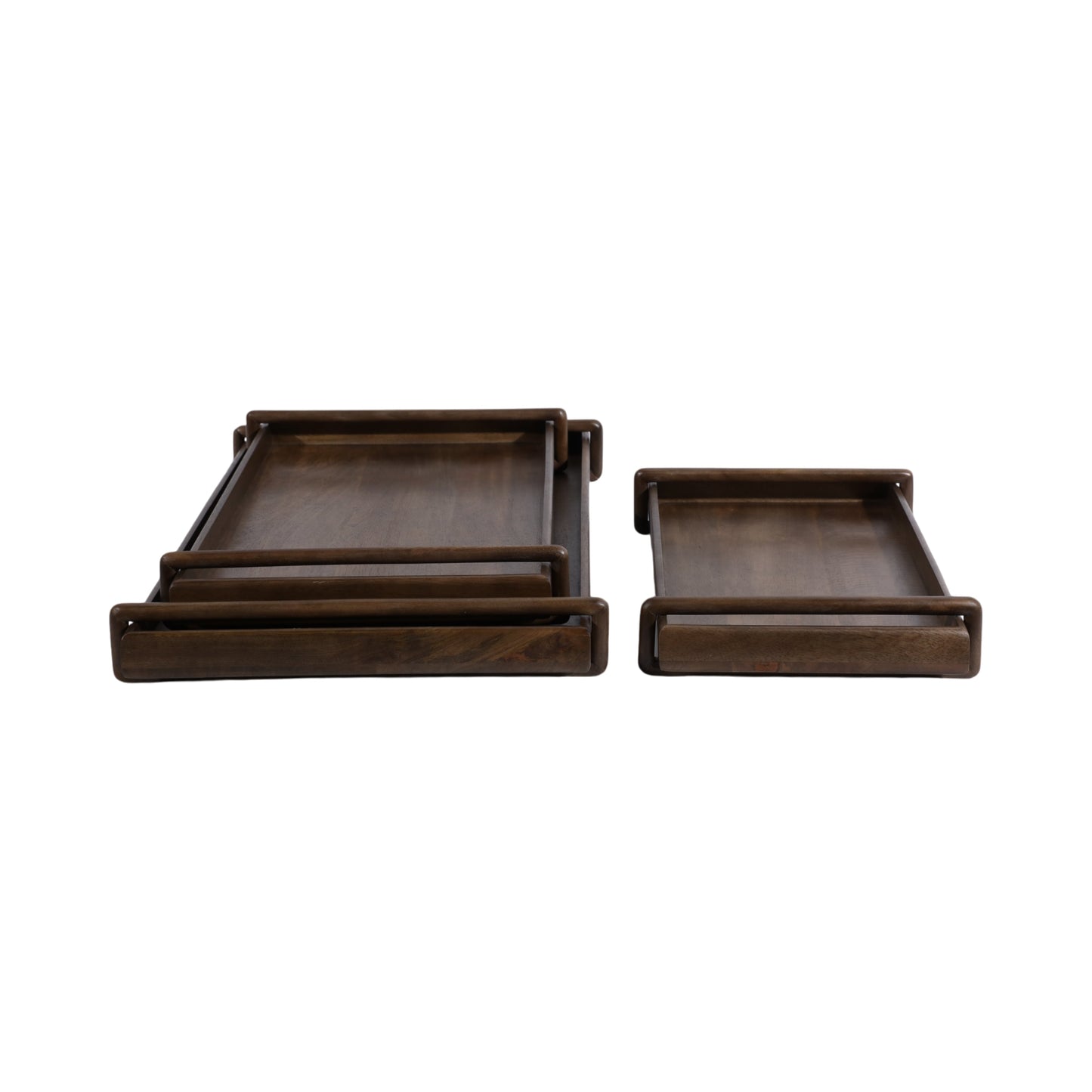 S/3 18/22/26" Kazu Wood Trays, Brown