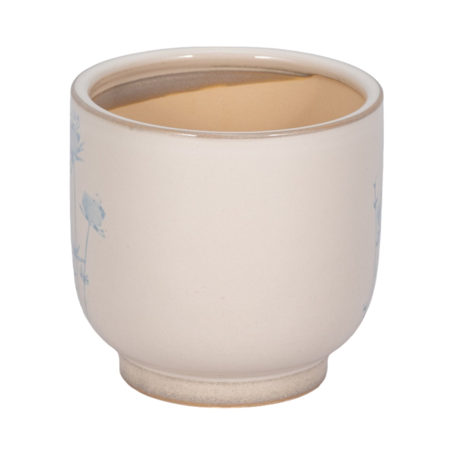 5" Blue Flowers Planter, Ivory/blue