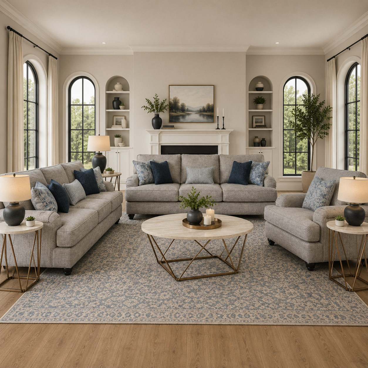 Tight-Rope Morren Sofa set with Free Tarica Table (Set of 3)