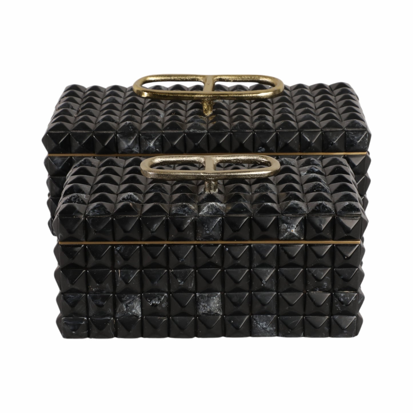 S/2 11/14" Bente Grey Resin Boxes