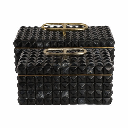 S/2 11/14" Bente Grey Resin Boxes