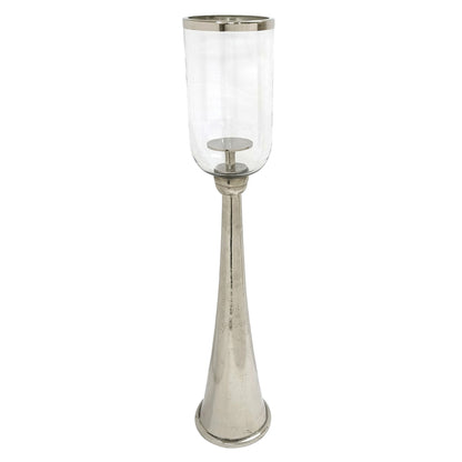 34" Radiant Small Silver Glass Candle Hurricane