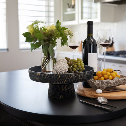 EV19193 |14" Cali Metal Pedestal Tray, Black