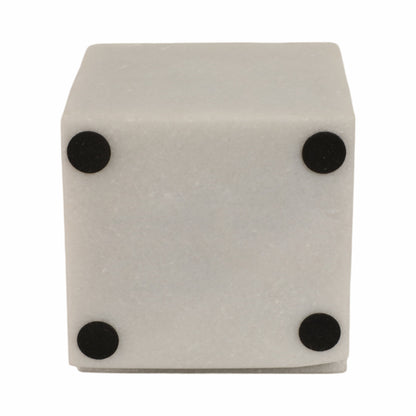 4" Cut Marble Cube, White