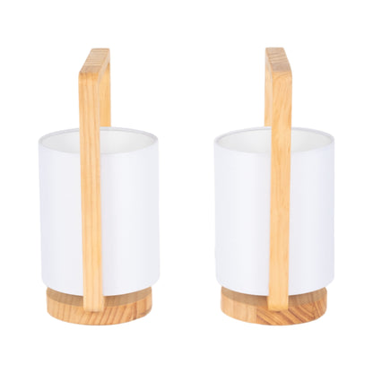 Wood,s/2,11"h, Cylndr Tbl Lmps,nature Wood/wht