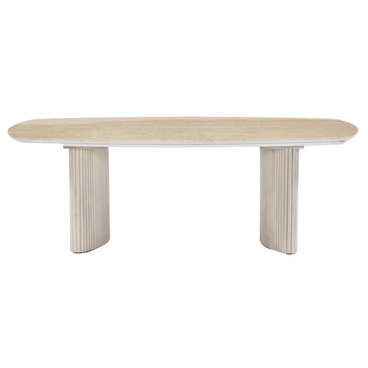 EV21206-02 |52"catalina Travertine&fluted Wood Coffee Table/kd
