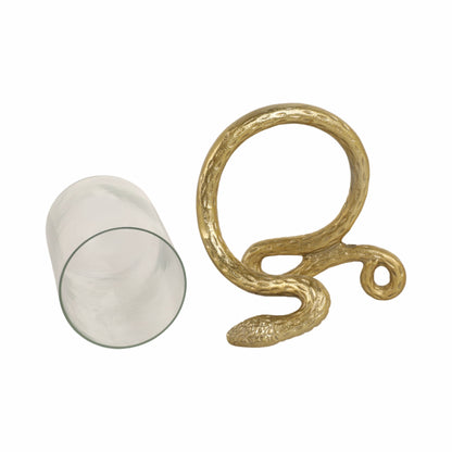 9" Snake Around Pillar Holder, Gold