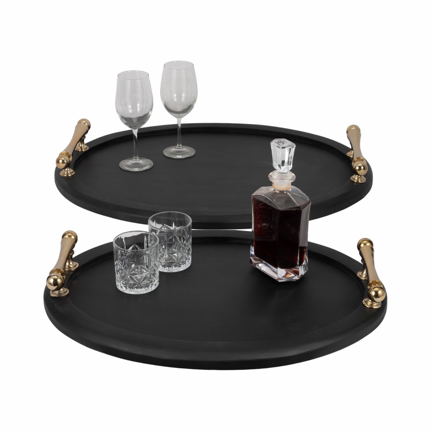 S/2 25/29" Cylde Wood Trays, Black