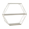 Metal/wood 3 Tier Hexagon Wall Shelf, Gray/white