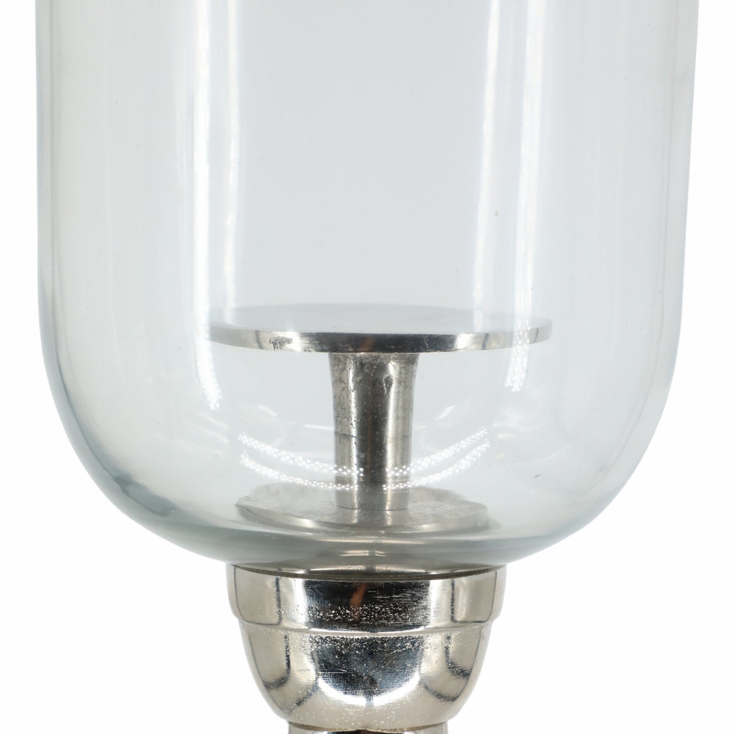 34" Radiant Small Silver Glass Candle Hurricane