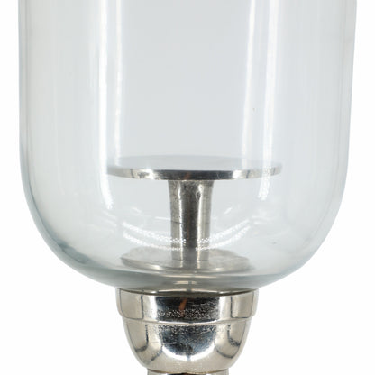 34" Radiant Small Silver Glass Candle Hurricane