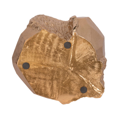 15" Metal Trunk Bowl With Color Inside, Gold/ivory