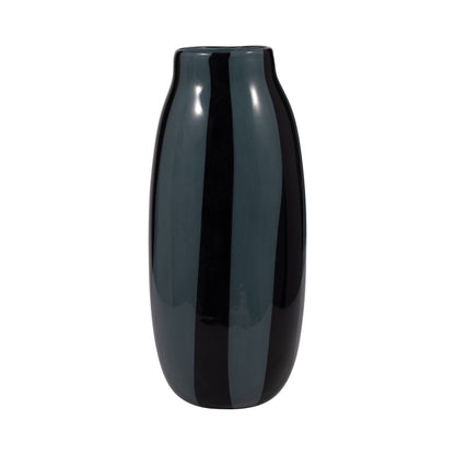 EV19436-02  10" CAHAN SMALL BLACK STRIPED VASE( Sagebrook Home  )