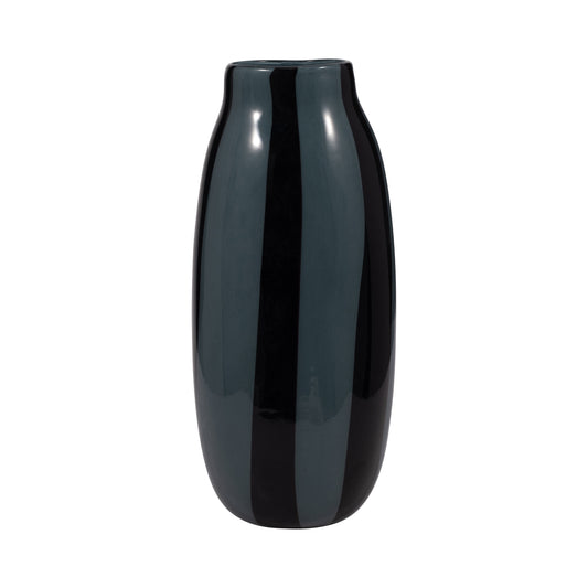 EV19436-02  10" CAHAN SMALL BLACK STRIPED VASE( Sagebrook Home  )