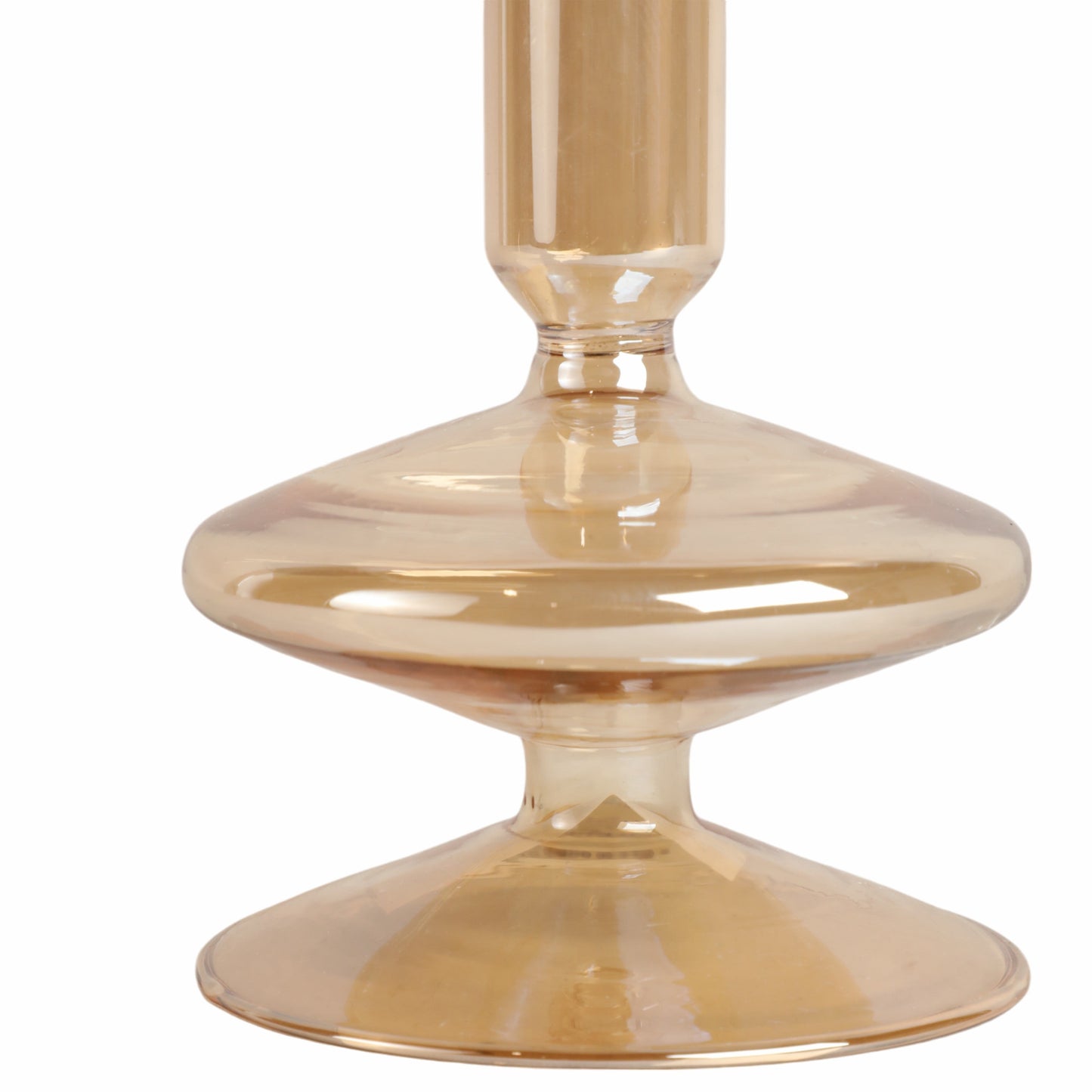 5" Vintage Glass Taper Candle Holder, Gold Luster