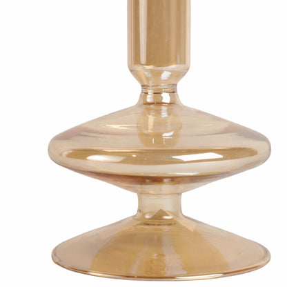 5" Vintage Glass Taper Candle Holder, Gold Luster