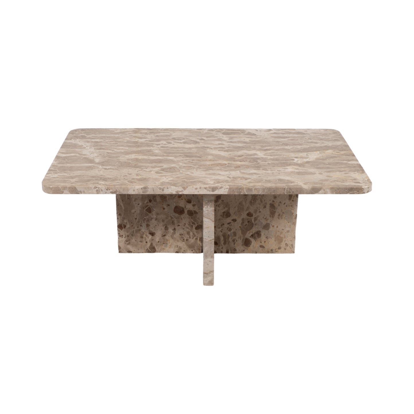 طاولة قهوة من الرخام، 48 بوصة، بنية اللون، قابلة للفك
