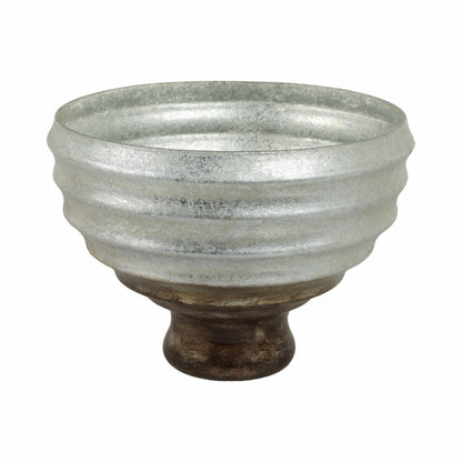 12" Glass Pedestal Bowl Ombre Finish, Multi