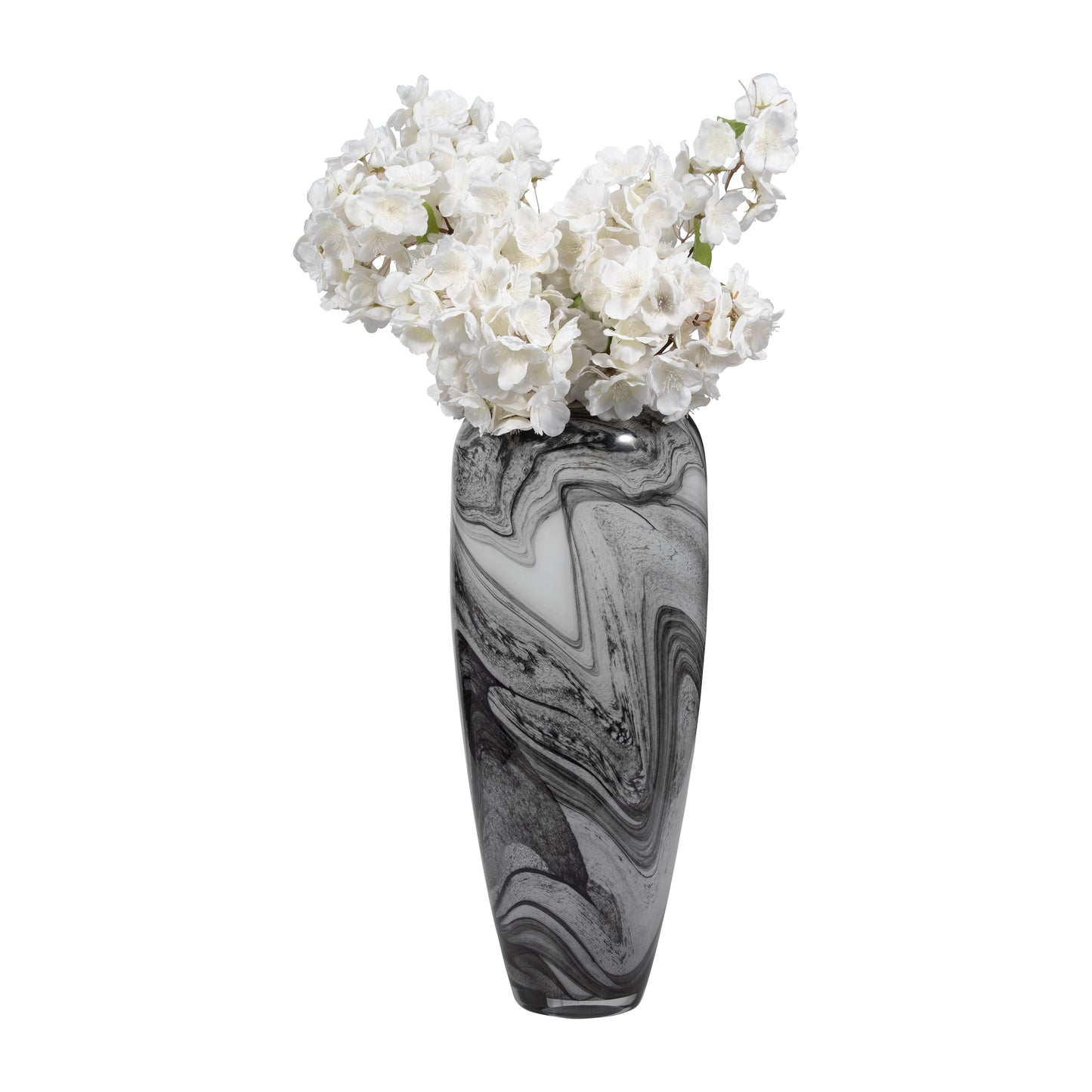 EV19691  12" KATRINA GRAY SWIRL SMALL GLASS VASE( Sagebrook Home  )