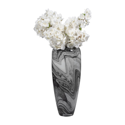 EV19691  12" KATRINA GRAY SWIRL SMALL GLASS VASE( Sagebrook Home  )