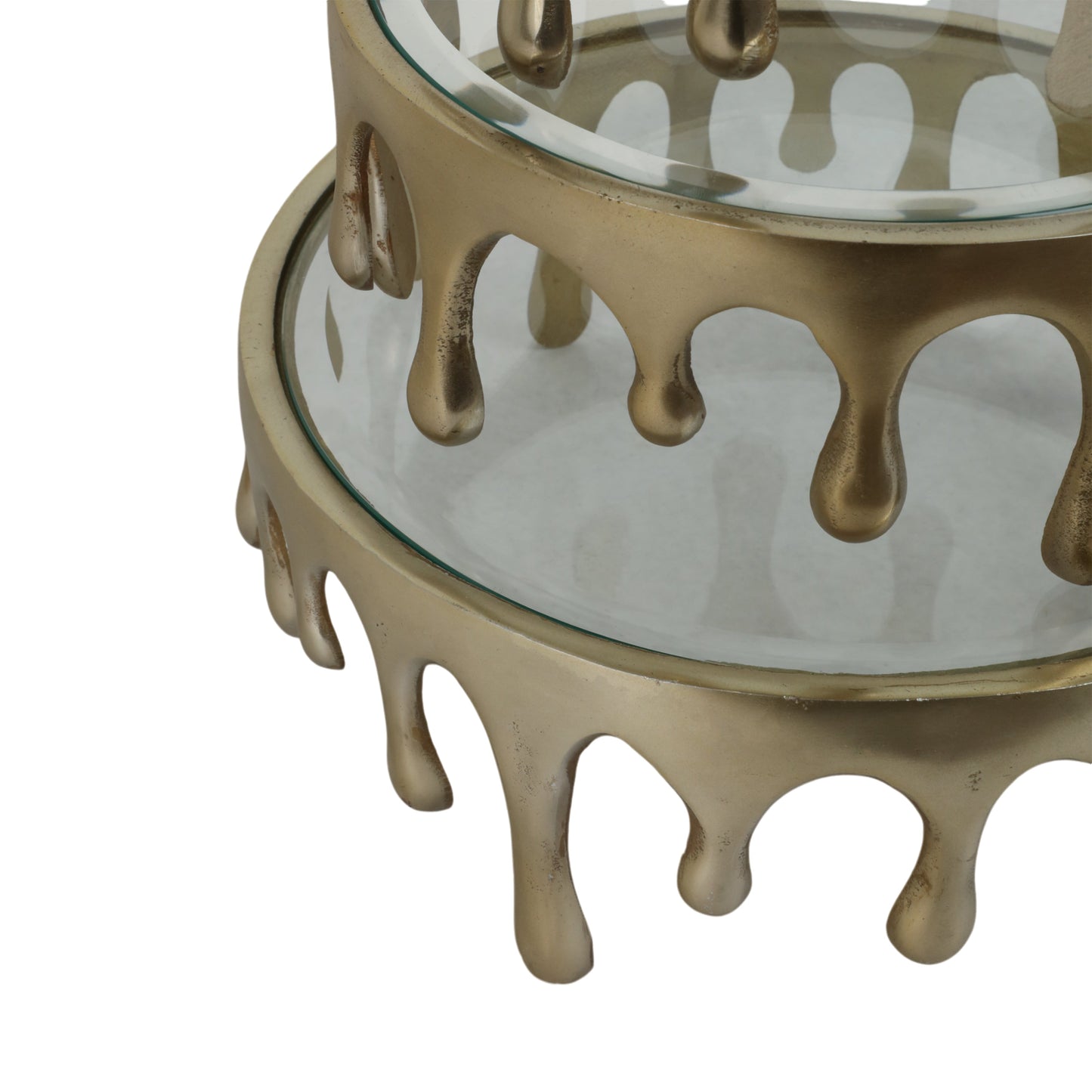 S/3 9/12/14" Nevis Glass And Aluminum Risers