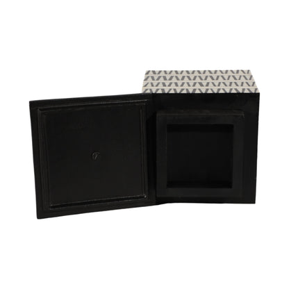 S/2 7/10" Gobiel Black & White Resin Boxes