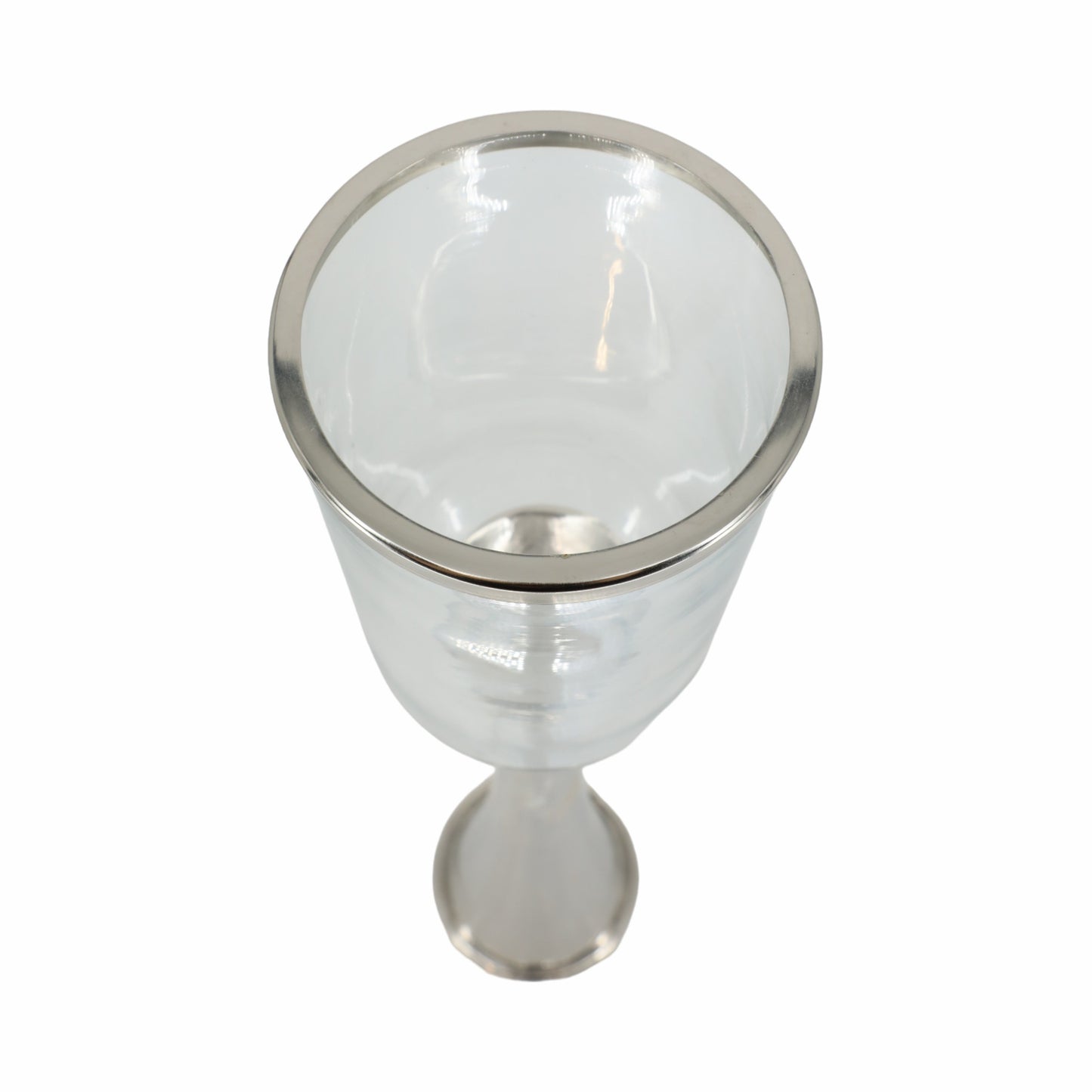 34" Radiant Small Silver Glass Candle Hurricane