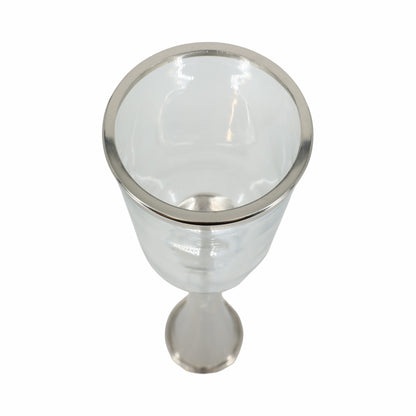 34" Radiant Small Silver Glass Candle Hurricane