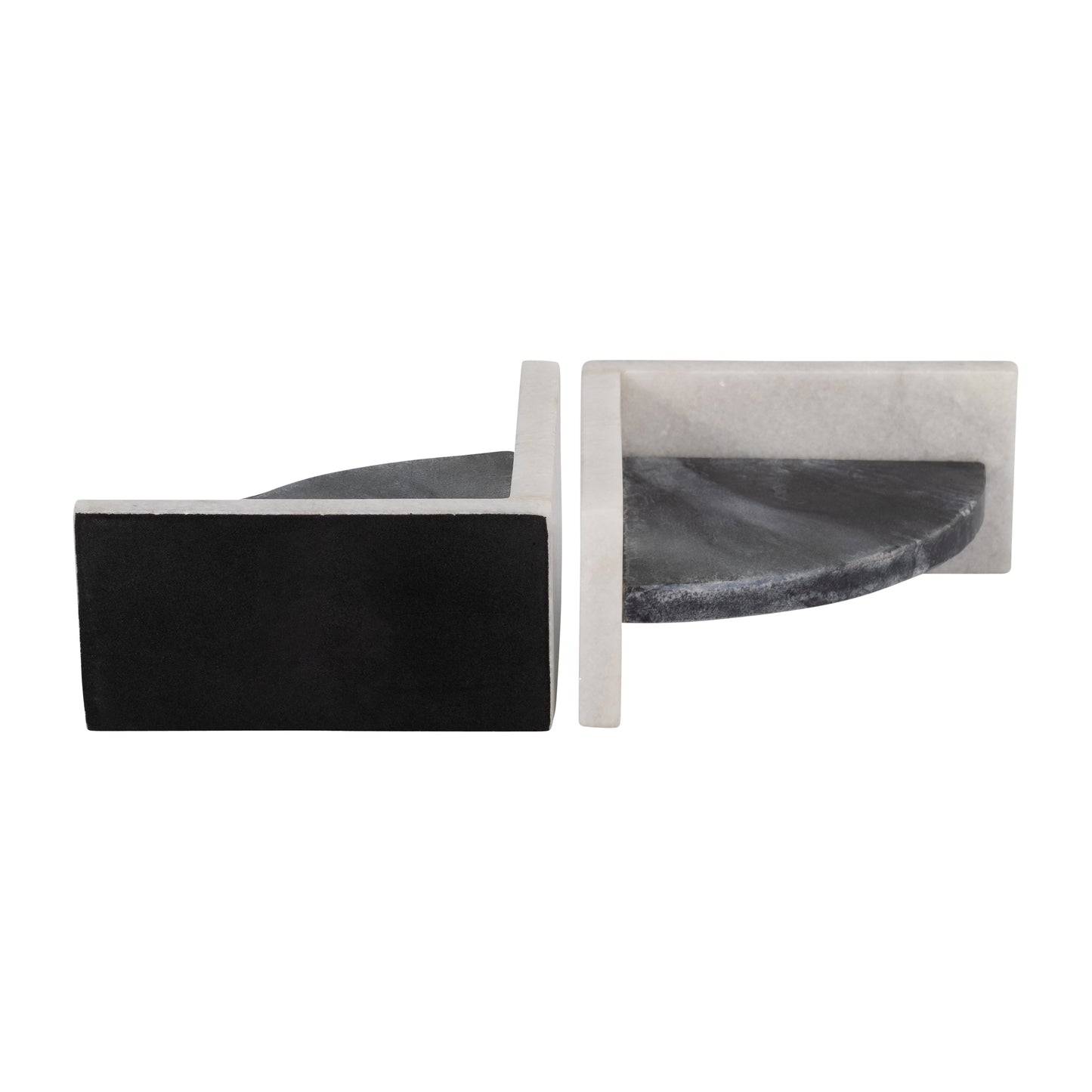 17779 |MARBLE,S/2 6"H,ROUNDED BOOKENDS,BLACK/WHITE