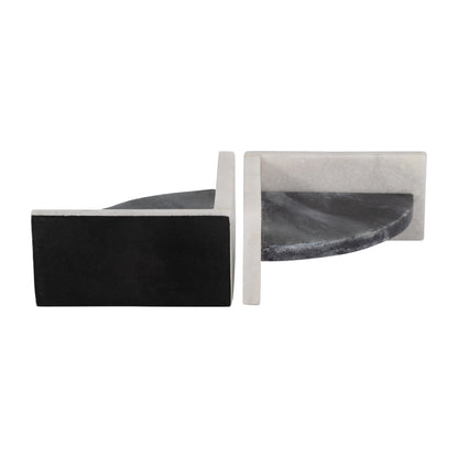 17779 |MARBLE,S/2 6"H,ROUNDED BOOKENDS,BLACK/WHITE