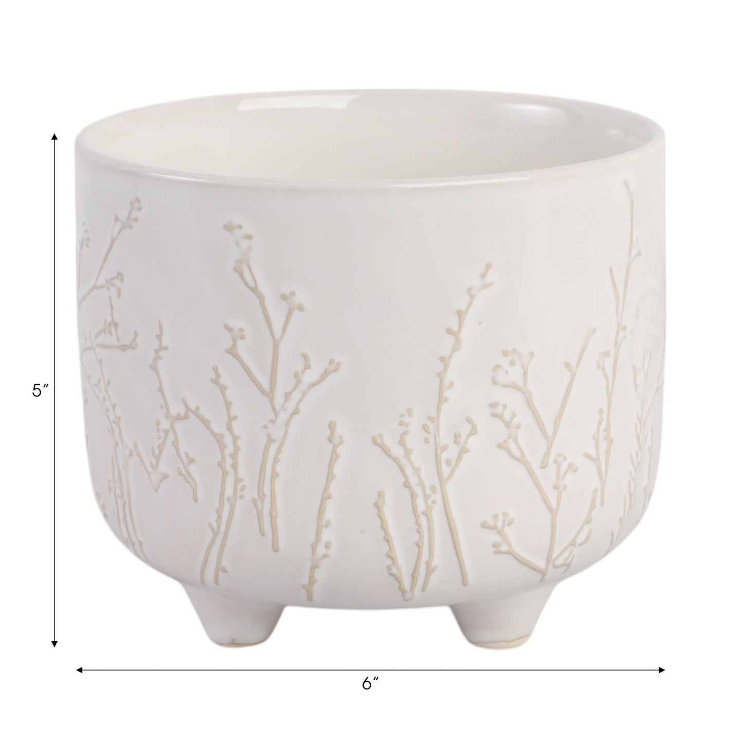 6" BLOOMING BRANCHES PLANTER, IVORY