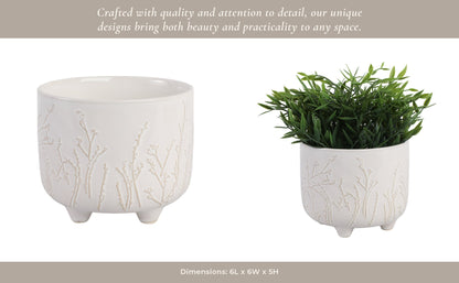 6" BLOOMING BRANCHES PLANTER, IVORY
