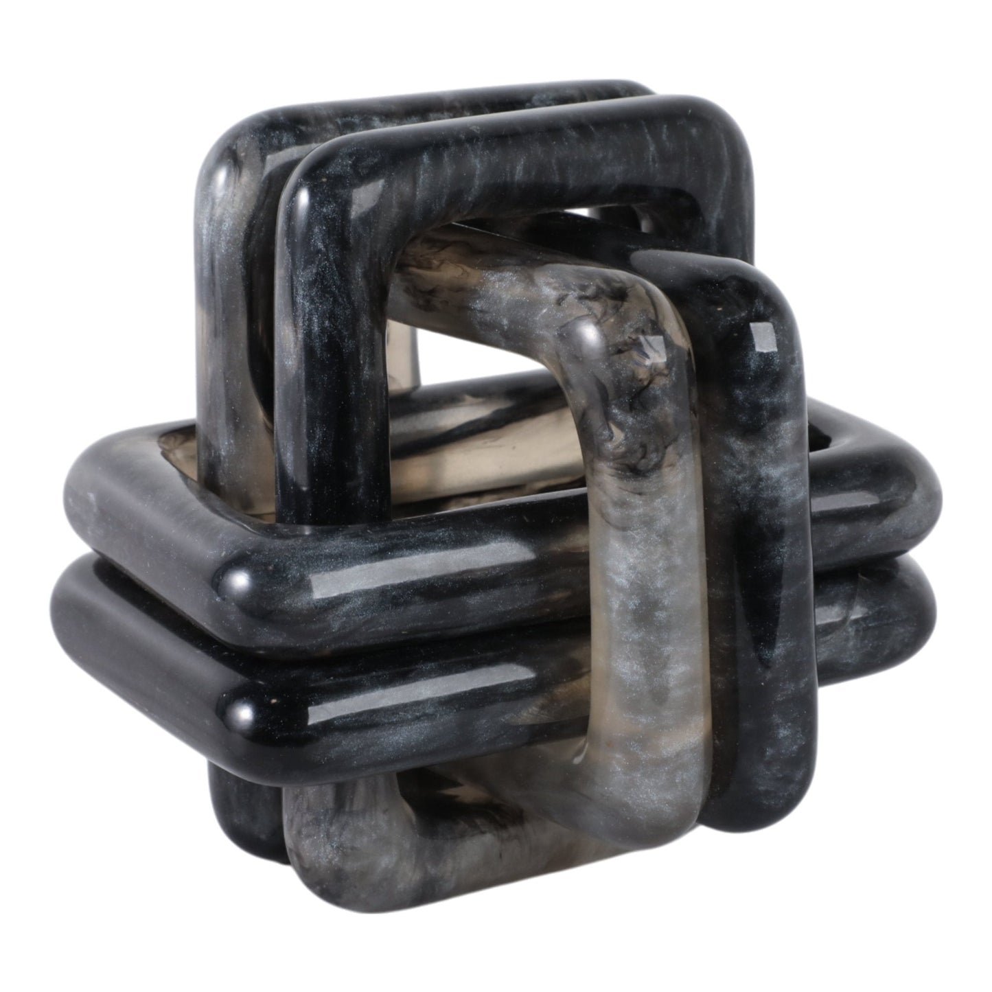 6" MARBLED RESIN KNOT, BLACK