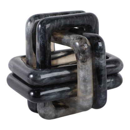 6" MARBLED RESIN KNOT, BLACK
