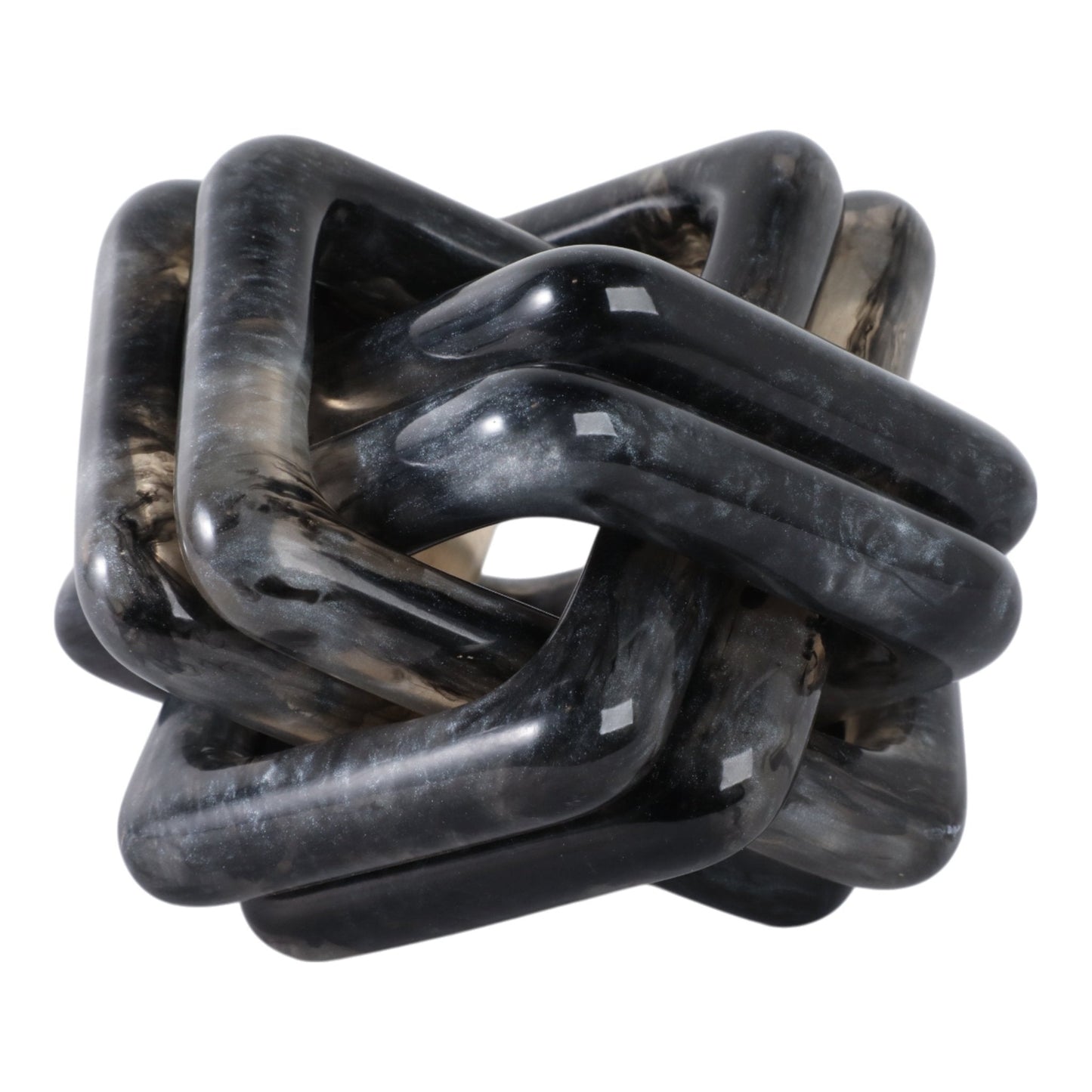 6" MARBLED RESIN KNOT, BLACK