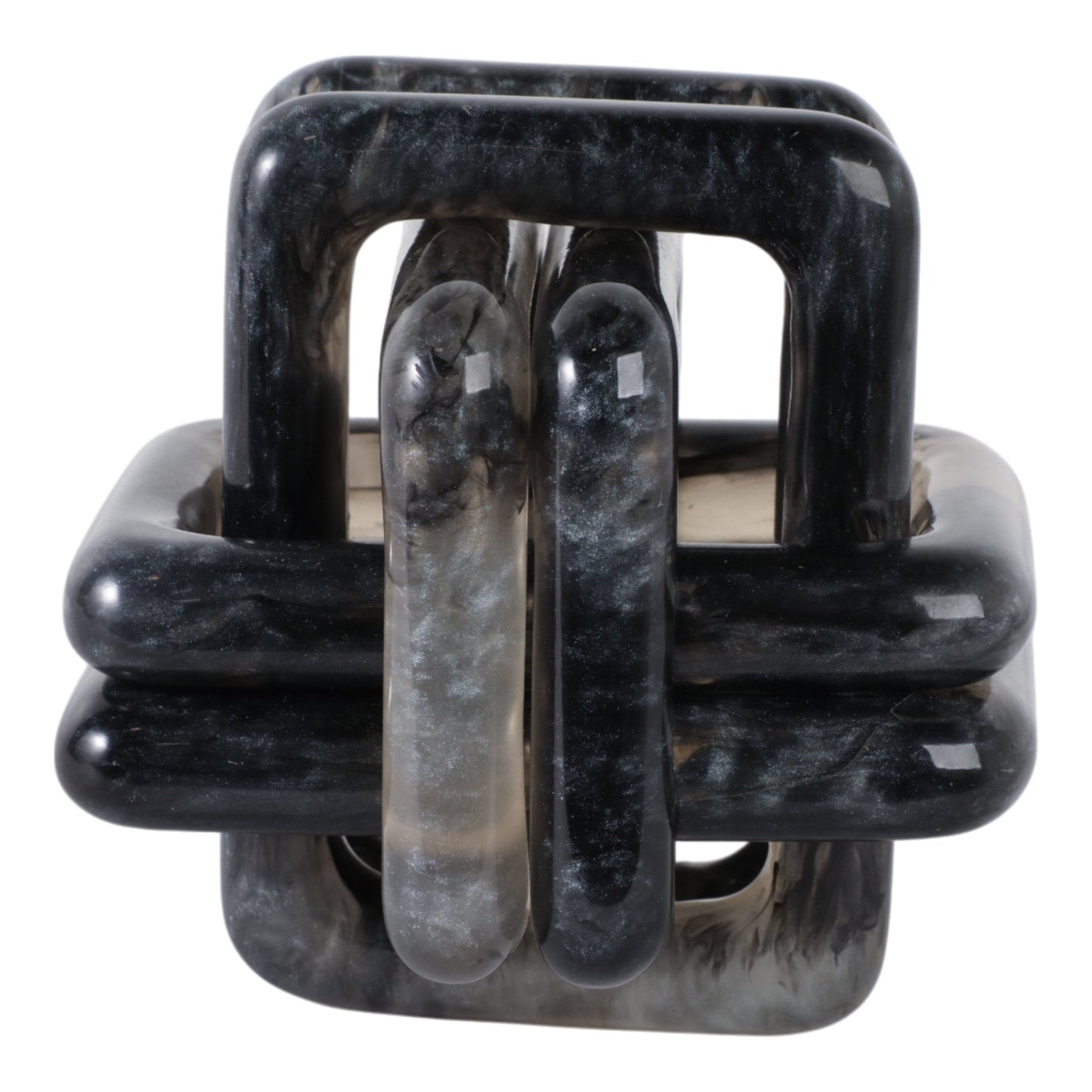 6" MARBLED RESIN KNOT, BLACK