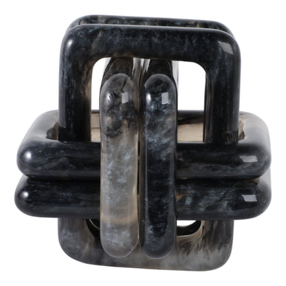 6" MARBLED RESIN KNOT, BLACK