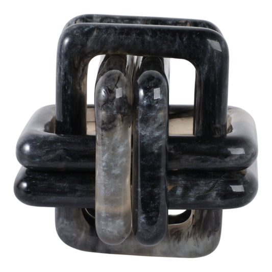 6" MARBLED RESIN KNOT, BLACK