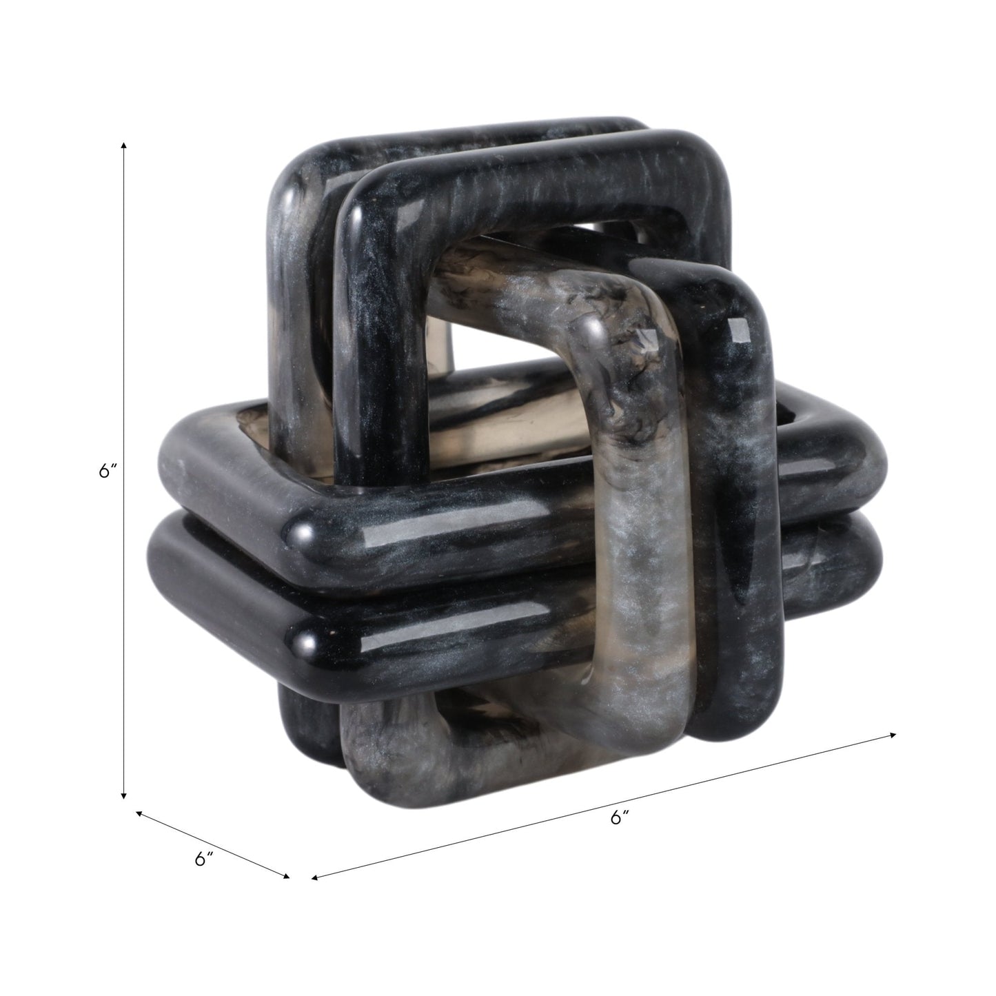 6" MARBLED RESIN KNOT, BLACK