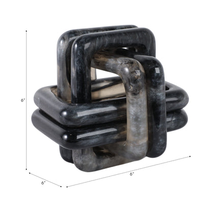6" MARBLED RESIN KNOT, BLACK