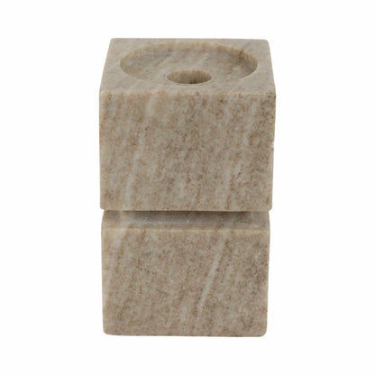 6" Onyx Marble Stacked Cubes Pillar Candleholder,