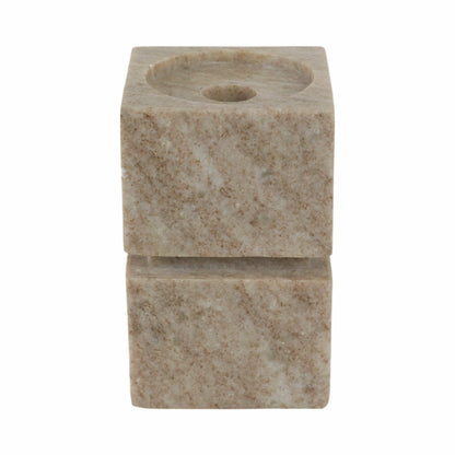 6" Onyx Marble Stacked Cubes Pillar Candleholder,