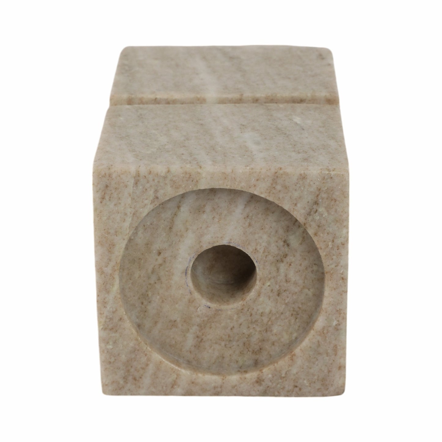 6" Onyx Marble Stacked Cubes Pillar Candleholder,