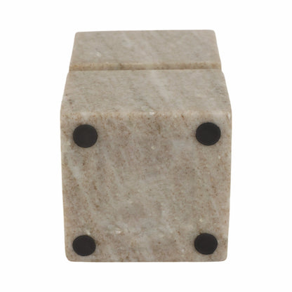 6" Onyx Marble Stacked Cubes Pillar Candleholder,