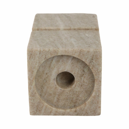 6" Onyx Marble Stacked Cubes Pillar Candleholder,